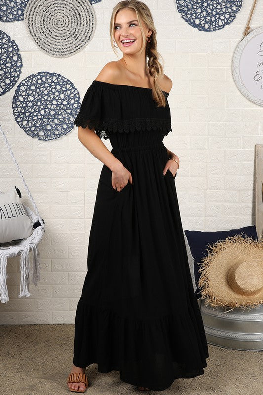 Off the Shoulder Flowy Maxi Dress - Jake J Shop