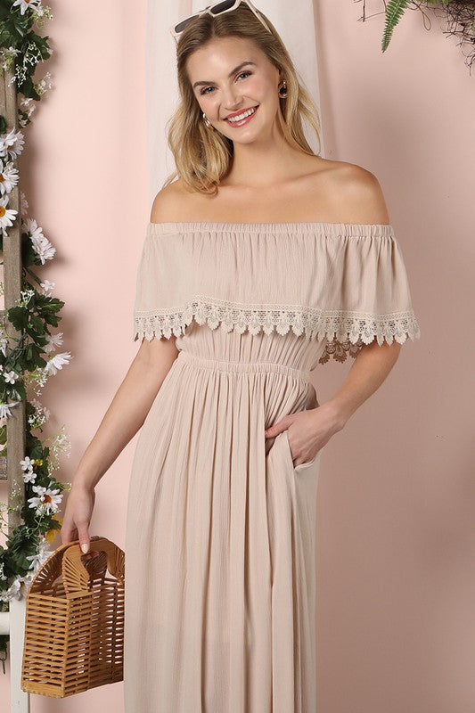 Off the Shoulder Flowy Maxi Dress - Jake J Shop