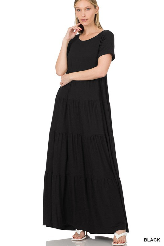 Short Sleeve Tiered Maxi Dress - Jake J Shop