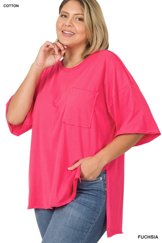 Plus Size Row Edge High-Low Hem Box Top