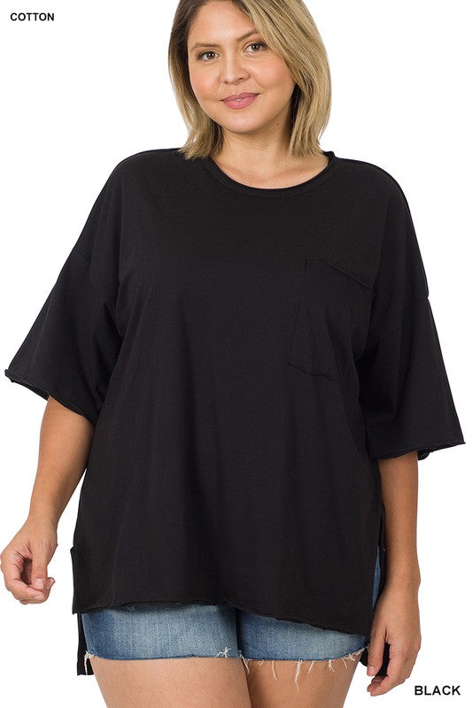 Plus Size Row Edge High-Low Hem Box Top