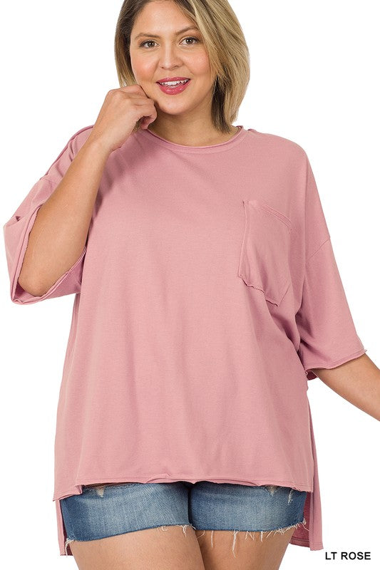 Plus Size Row Edge High-Low Hem Box Top