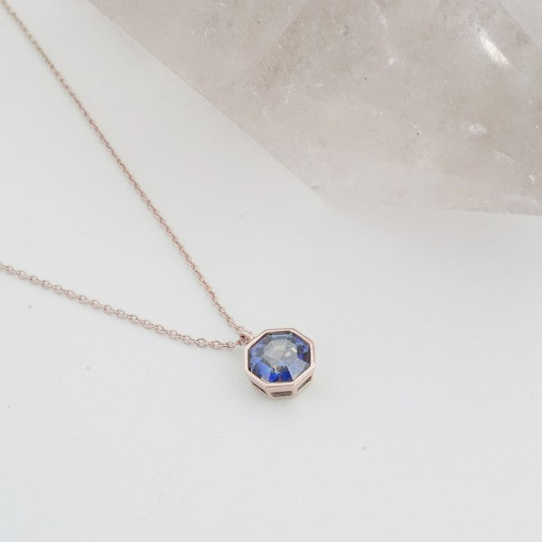 Ode to Rose Blue Crystla Necklace 18K Gold Plated - Jake J Shop