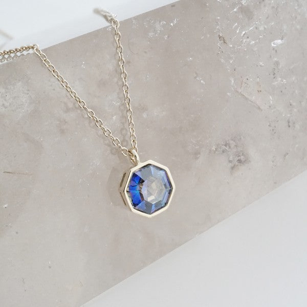 Ode to Rose Blue Crystla Necklace 18K Gold Plated - Jake J Shop