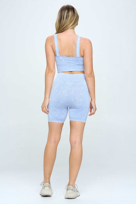 Mineral wash seamless biker shorts set - Jake J Shop