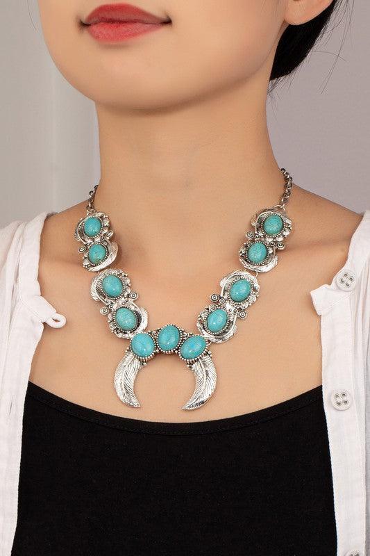 Boho statement necklace with turquoise stones - Jake J Shop