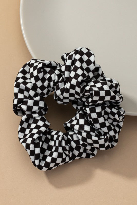 check pattern soft satin hair scrunchies - Jake J Shop