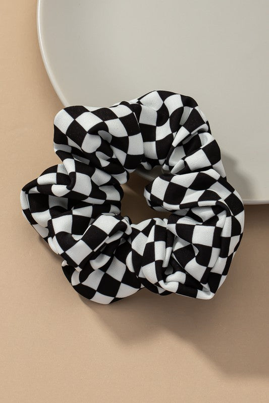 check pattern soft satin hair scrunchies - Jake J Shop