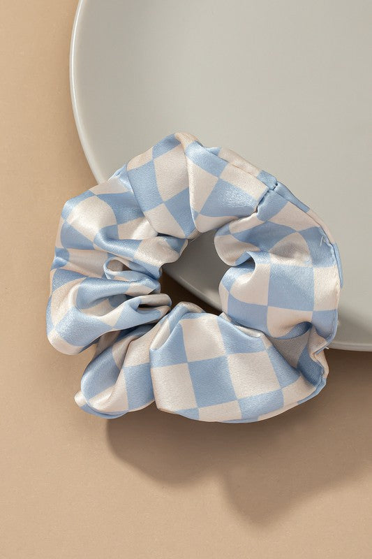 check pattern soft satin hair scrunchies - Jake J Shop