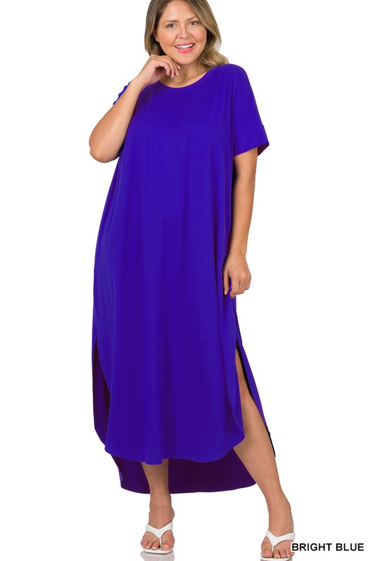 Plus Brushed DTY Short Sleeve Maxi Dress