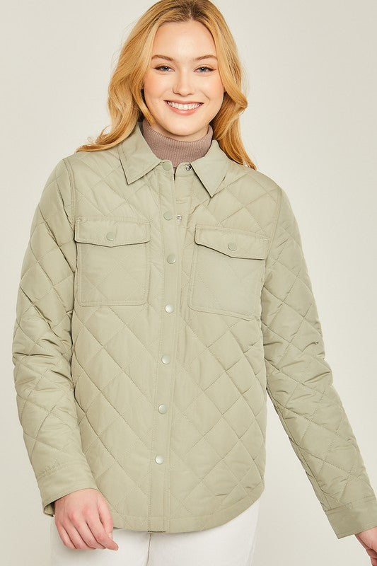 Woven Solid Bust Pocket Shacket - Jake J Shop