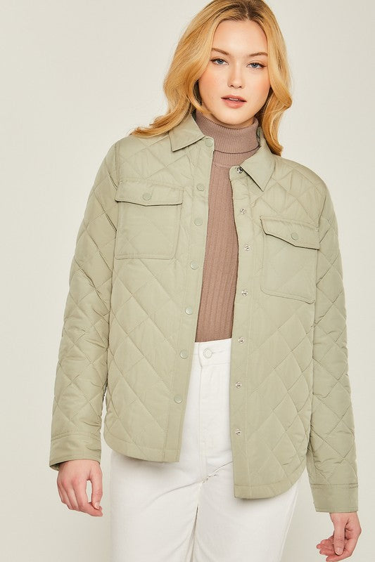 Woven Solid Bust Pocket Shacket - Jake J Shop