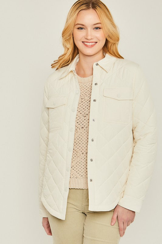 Woven Solid Bust Pocket Shacket - Jake J Shop