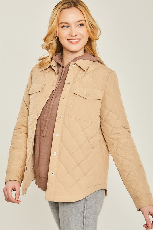 Woven Solid Bust Pocket Shacket - Jake J Shop