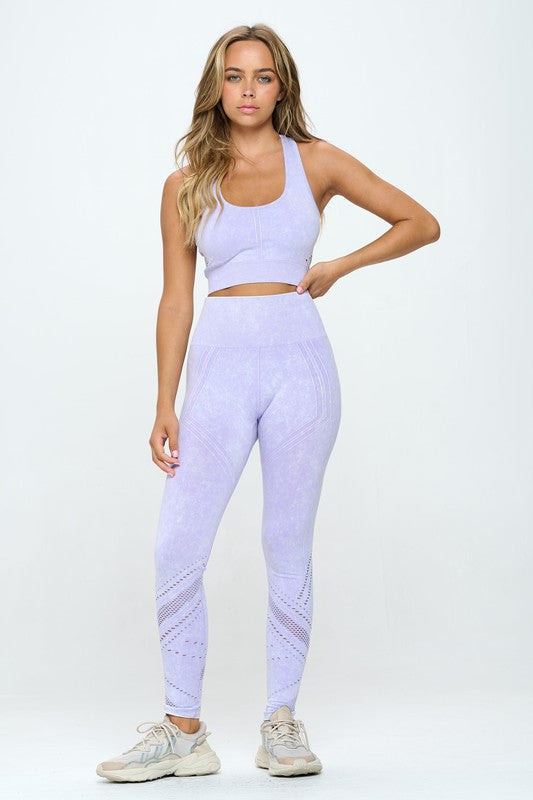 Seamless Two Piece Yoga mineral washed active set - Jake J Shop