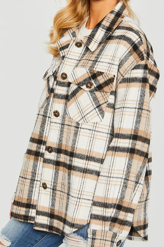 Plaid Bust Pocket Shacket - Jake J Shop