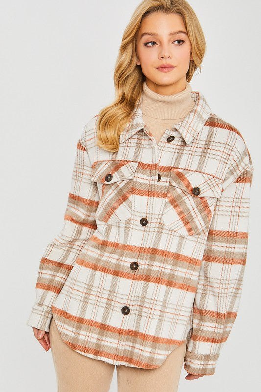 Plaid Bust Pocket Shacket - Jake J Shop