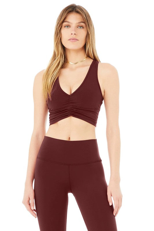 Deep V Drawstring Sports Bra Buttery Soft Fabric - Jake J Shop