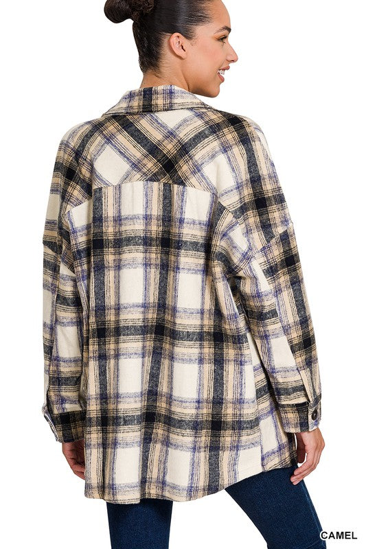 Oversized Yarn Dyed Plaid Longline Shacket - Jake J Shop