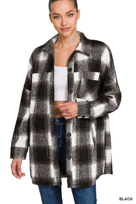 Oversized Yarn Dyed Plaid Longline Shacket - Jake J Shop