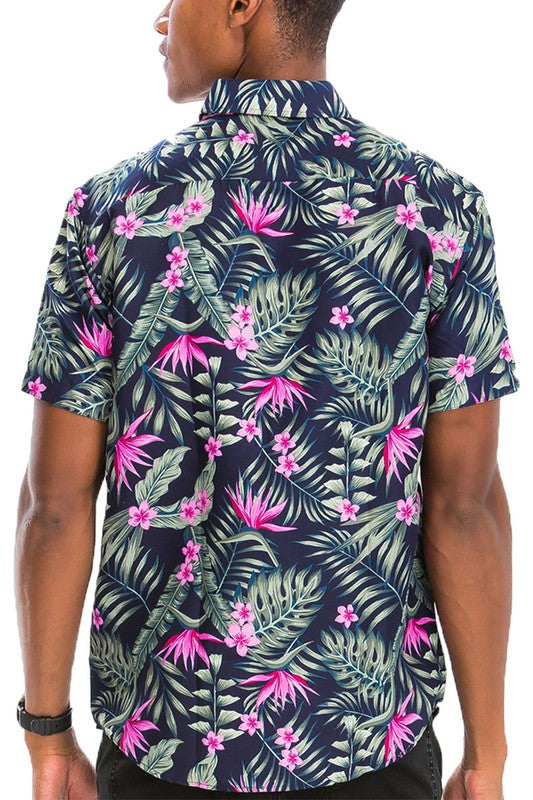 Hawaiian Print Button Down Shirt - Jake J Shop