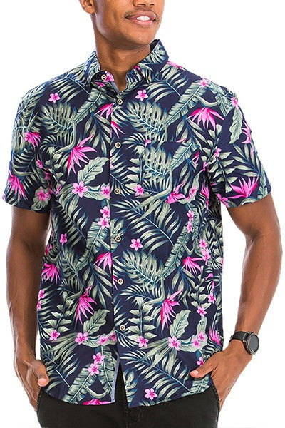 Hawaiian Print Button Down Shirt - Jake J Shop