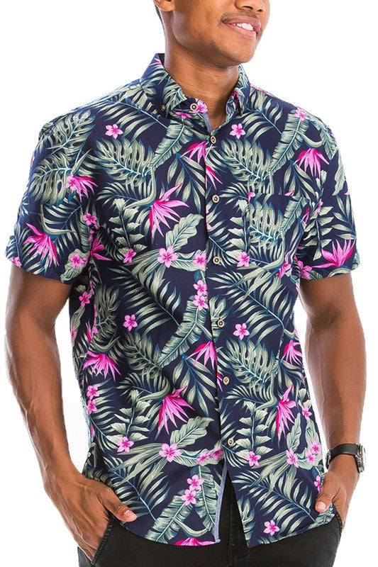 Hawaiian Print Button Down Shirt - Jake J Shop