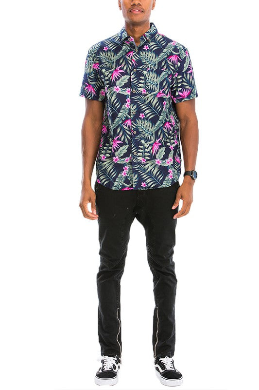 Hawaiian Print Button Down Shirt - Jake J Shop