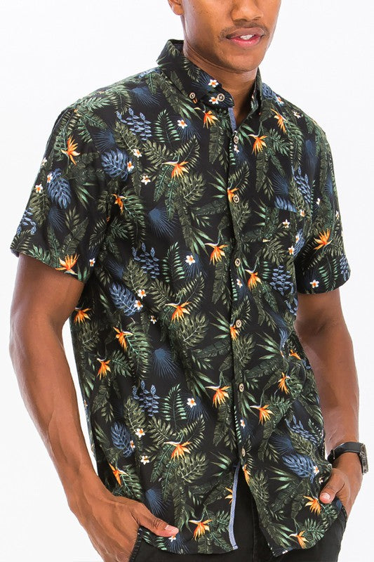 Hawaiian Print Button Down Shirt - Jake J Shop