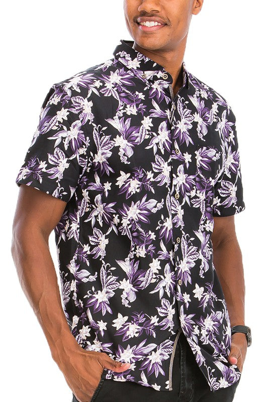 Hawaiian Print Button Down Shirt - Jake J Shop