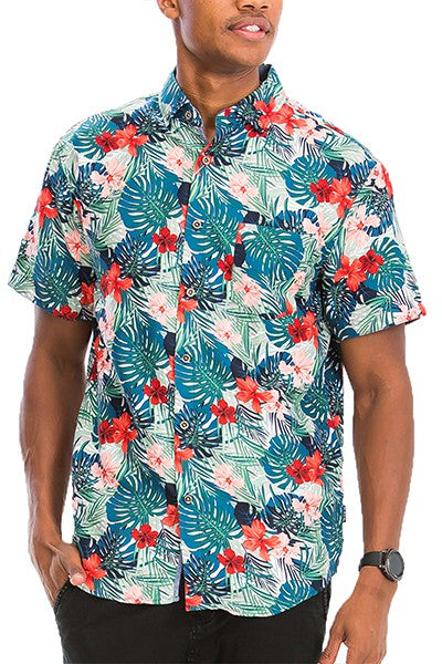 Hawaiian Print Button Down Shirt - Jake J Shop