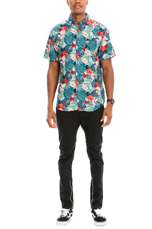 Hawaiian Print Button Down Shirt - Jake J Shop