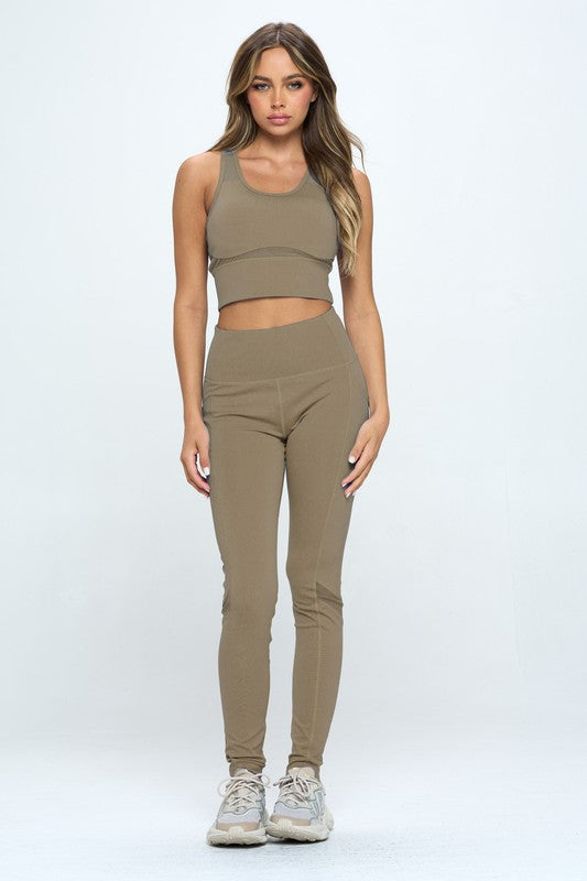 Women's Two Piece Activewear Set Cut Out Detail - Jake J Shop