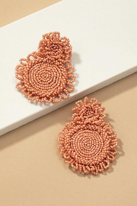 Premium hand sewn seed bead disk drop earrings - Jake J Shop