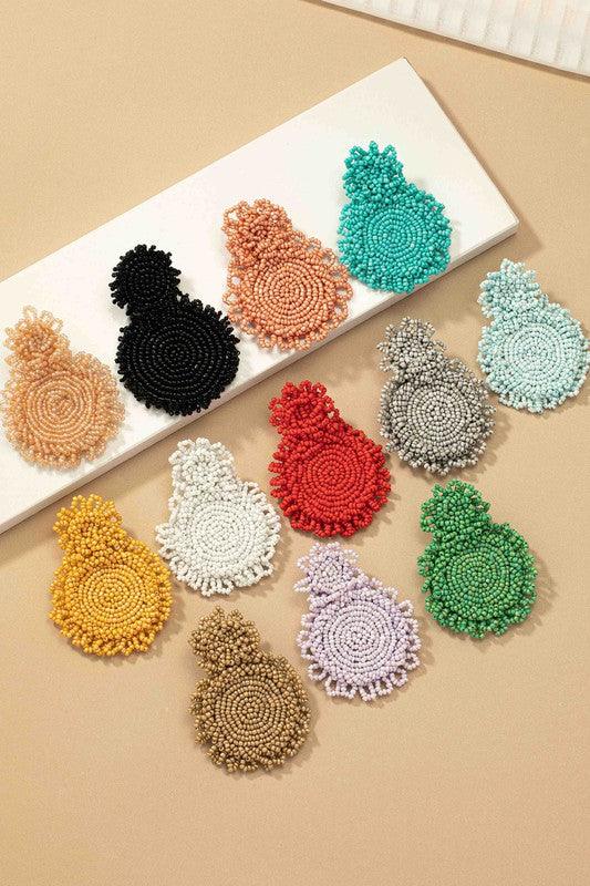 Premium hand sewn seed bead disk drop earrings - Jake J Shop