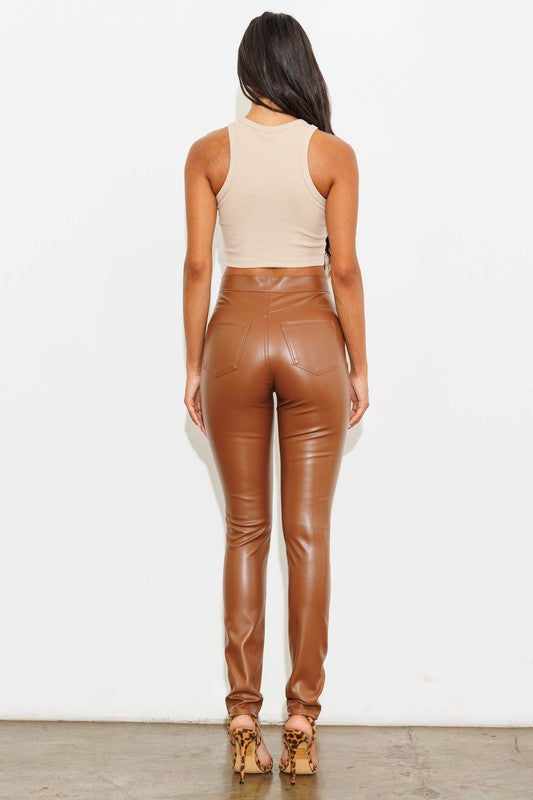 Vegan Leather Skinny Jeans - Jake J Shop