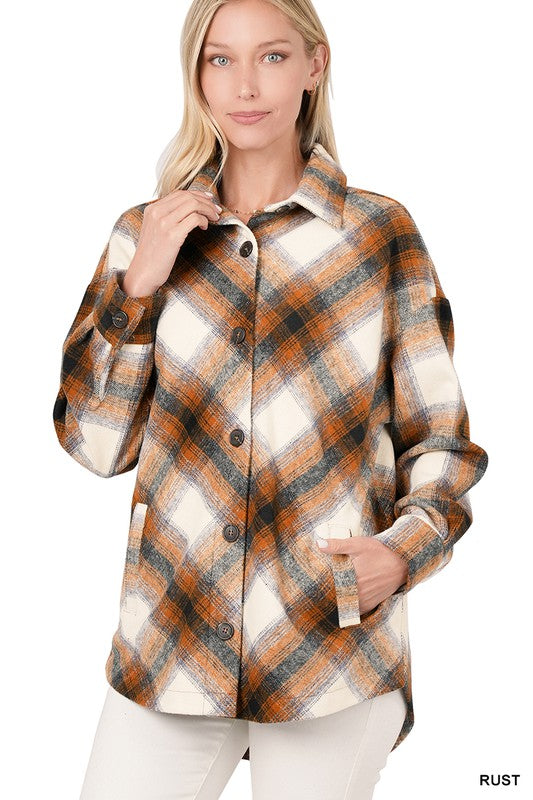 Yarn Dyed Plaid Shacket With Pockets - Jake J Shop