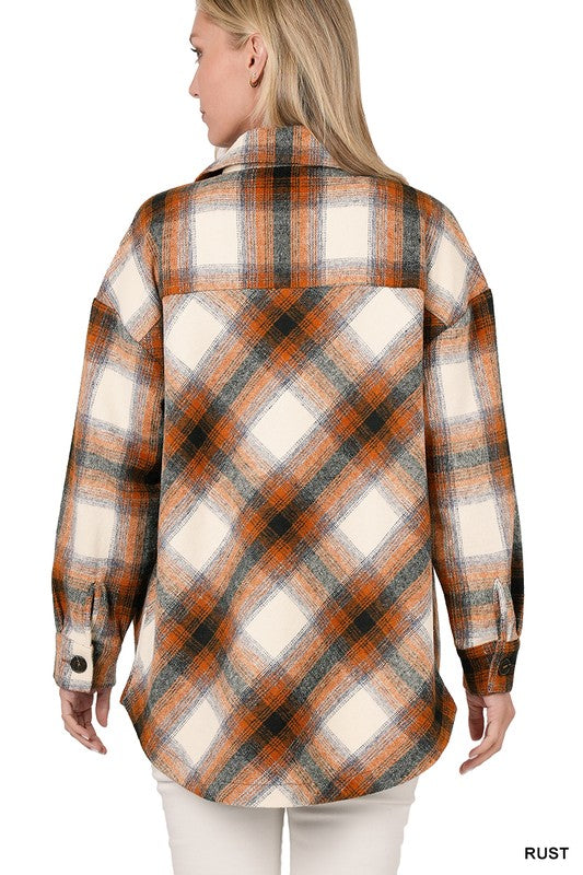 Yarn Dyed Plaid Shacket With Pockets - Jake J Shop