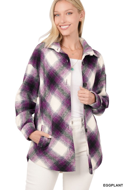 Yarn Dyed Plaid Shacket With Pockets - Jake J Shop