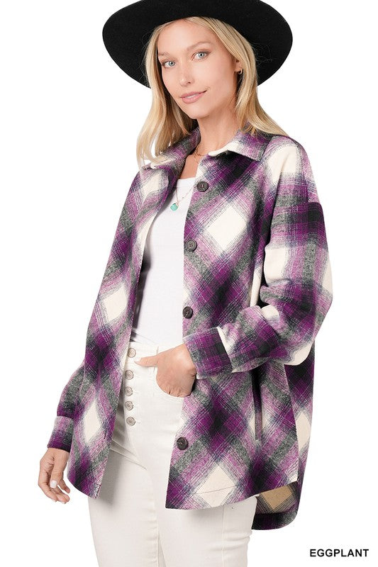 Yarn Dyed Plaid Shacket With Pockets - Jake J Shop