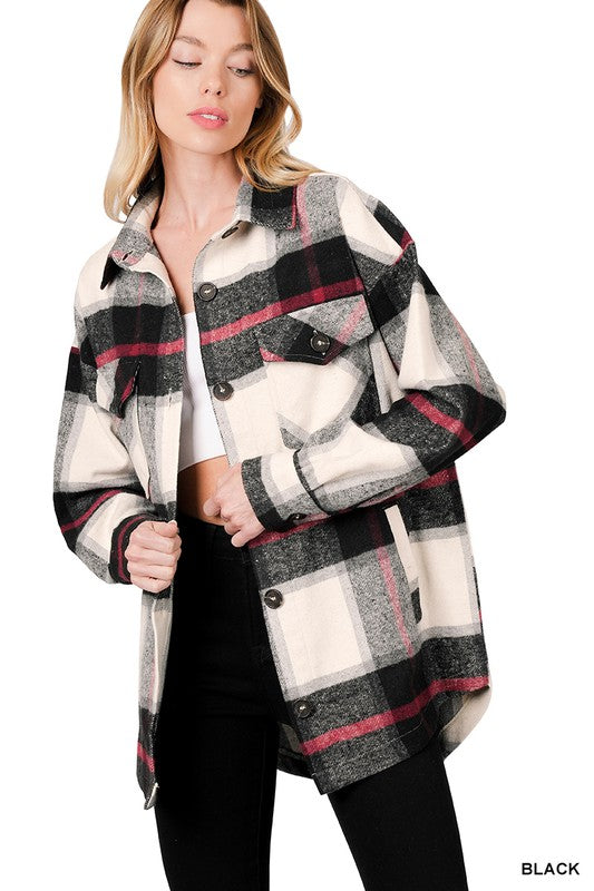 Oversized Yarn Dyed Plaid Shacket - Jake J Shop