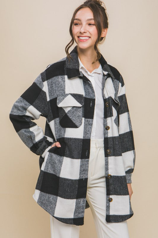 Plaid Bust Pocket Shacket - Jake J Shop