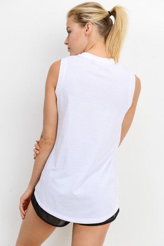 Notched Sleeveless Flowy Tank Top - Jake J Shop