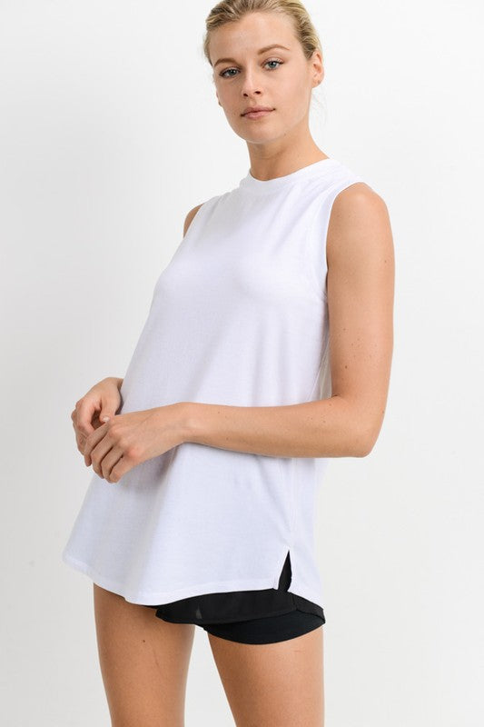 Notched Sleeveless Flowy Tank Top - Jake J Shop