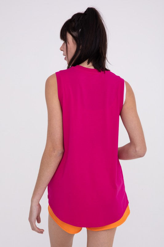 Notched Sleeveless Flowy Tank Top - Jake J Shop