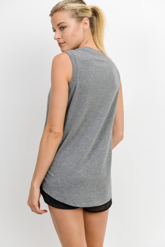 Notched Sleeveless Flowy Tank Top - Jake J Shop