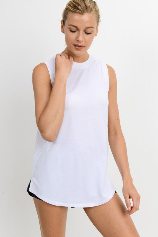 Notched Sleeveless Flowy Tank Top - Jake J Shop