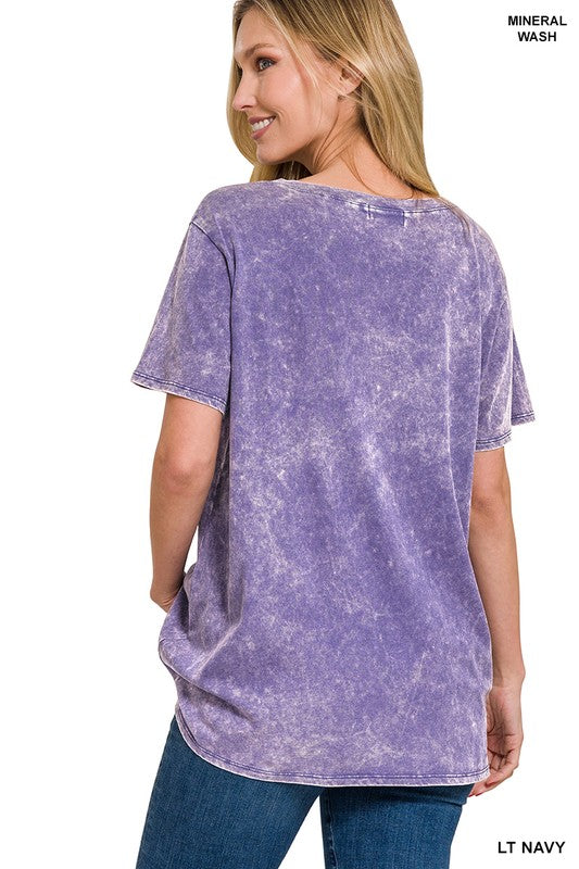 Washed Short Sleeve V-Neck Top - Jake J Shop