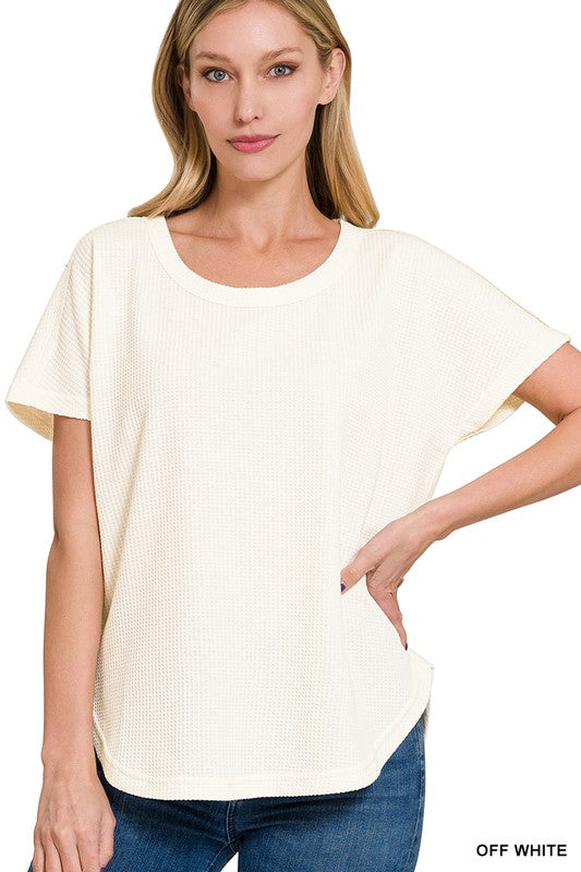 Melange Baby Waffle Short Sleeve Top - Jake J Shop