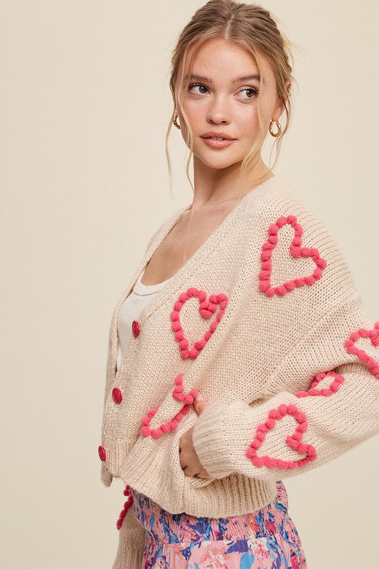 Lots of Love Knit Copped Heart Cardigan